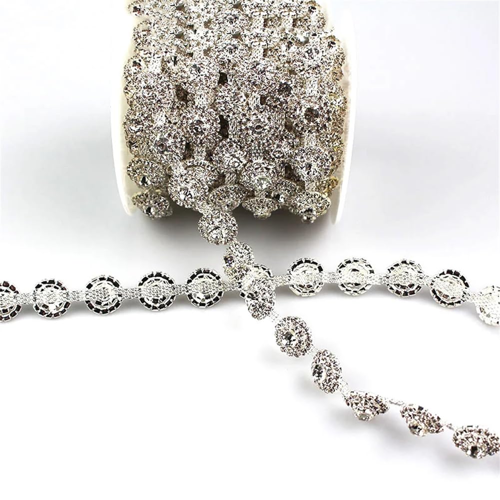 Chaîne en cristal pour robe de mariée strass blancs argentés 4,6 m