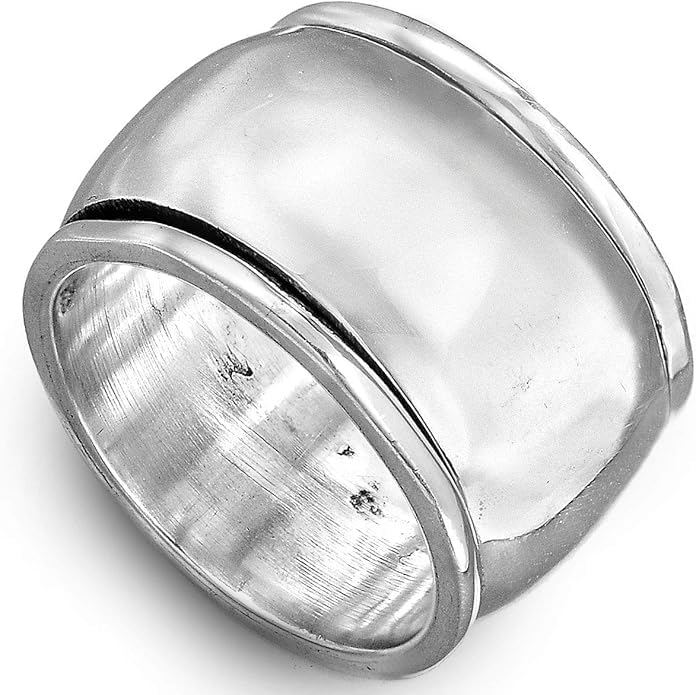 Solid 925 Sterling Silver Spinner Ring for Women Fidget Rings Band Wide Hammered All Size