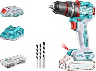 Total 20V Brushless Mini Cordless Hammer Drill - 66Nm Torque, 2 Speeds, LED Work Light and 47 Access
