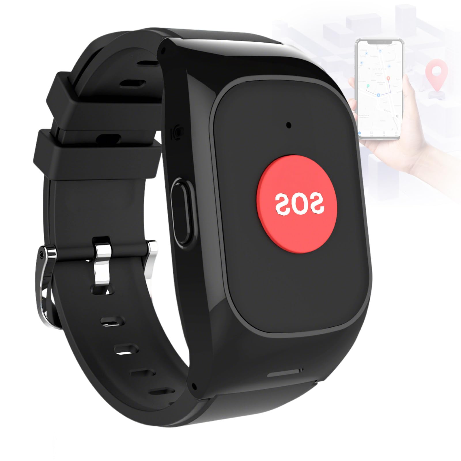 EaThsalL Fall Detection Smartwatch for Seniors GPS Tracking & SOS Alert Emergency Button Location, Dual Reminders for Seniors, Setting up 15 members Buttons