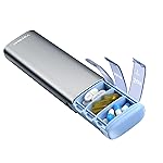 Vaydeer Metal Travel Pill Organizer - Compact Weekly Pill Box for Daily Medication - Portable Small Pill Case for Vitamins, Pills & Supplements (Gunmetal)