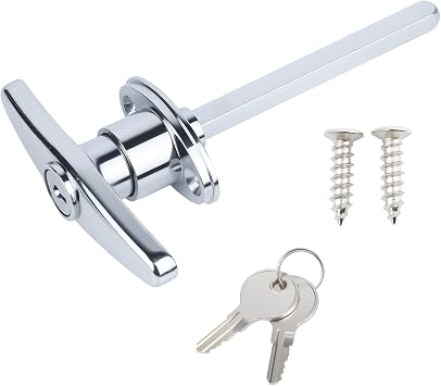 WellMade Garage Door T-Handle Lock Replacement Kit - Heavy Duty Zinc Alloy with 2 Keys & Self-Tapping Screws for Wood/Metal Doors 1 Pack