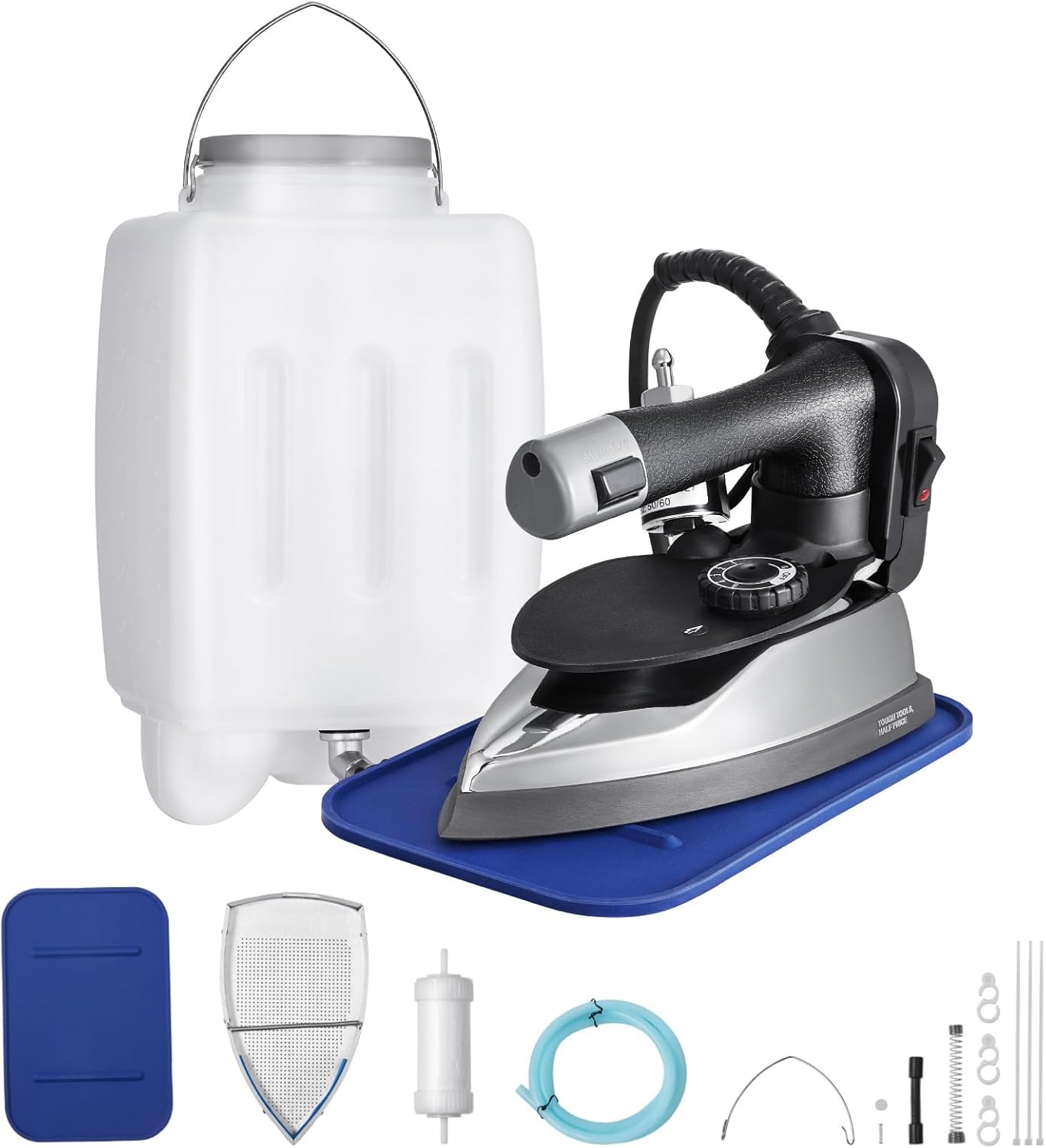 Happybuy Gravity Feed Steam, 1000W Gravity Feed Iron with 3.5 L Large Capacity Tank, Demineralizer Cartridges, Non-Stick Ironing Shoe, 5 Temperature Settings Industrial Electric Steam Iron Set Happybuy Gravity Feed Steam, 1000W Gravity Feed Iron with 3.5 L Large Capacity Tank, Demineralizer Cartridges, Non-Stick Ironing Shoe, 5 Temperature Settings Industrial Electric Steam Iron Set