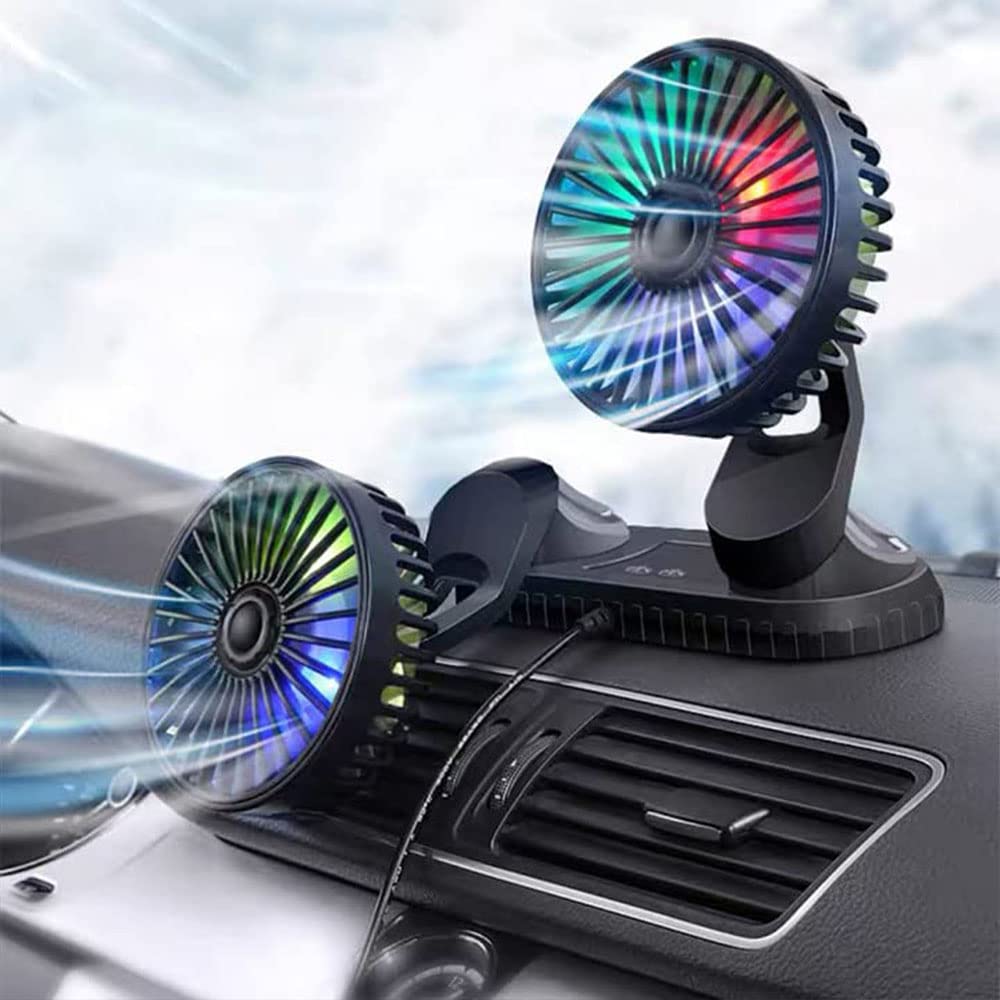 Ventilatore USB SANWAN A Doppia Testa - Regolabile 360&deg; | Per Auto, Casa, Ufficio | 3 Velocit&agrave;