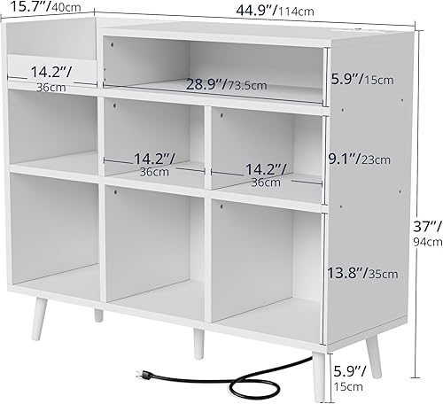 Miniatura 2 de Cozy Castle Soporte para tocadiscos con almacenamiento de vinilo abierto, mesa para tocadiscos con capacidad para hasta 500 álbumes, estante para