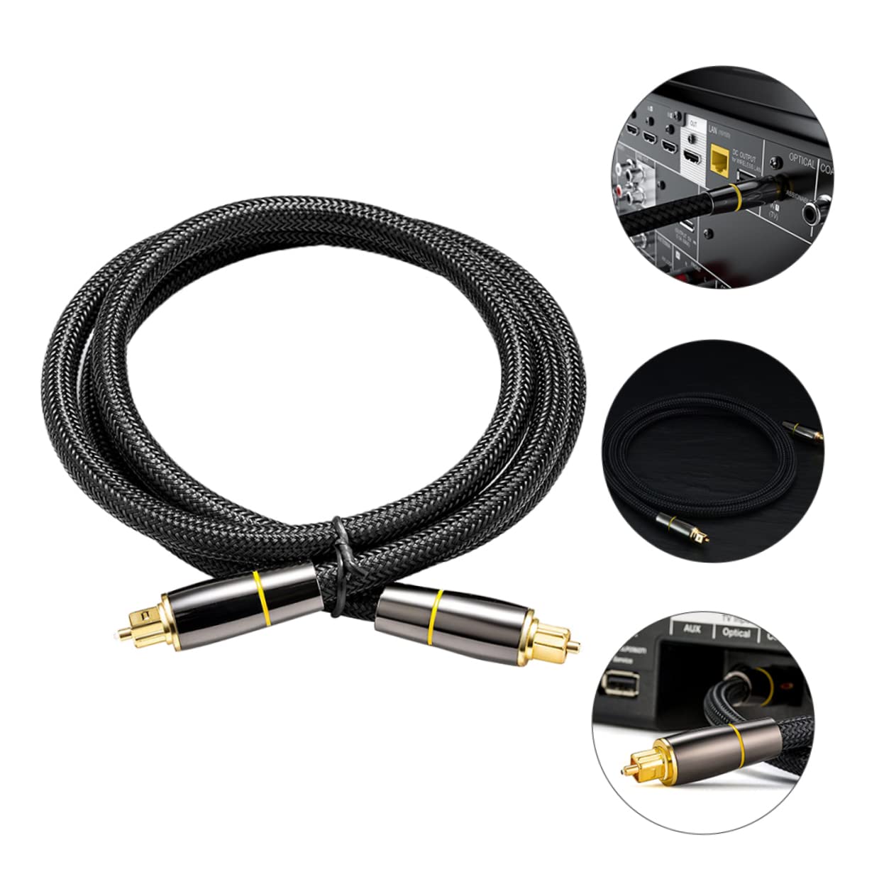 Mikikit Cavo Audio Ottico in Fibra, Nero, Segnale Stabile e Copertura Protettiva, per Soundbar e Console,