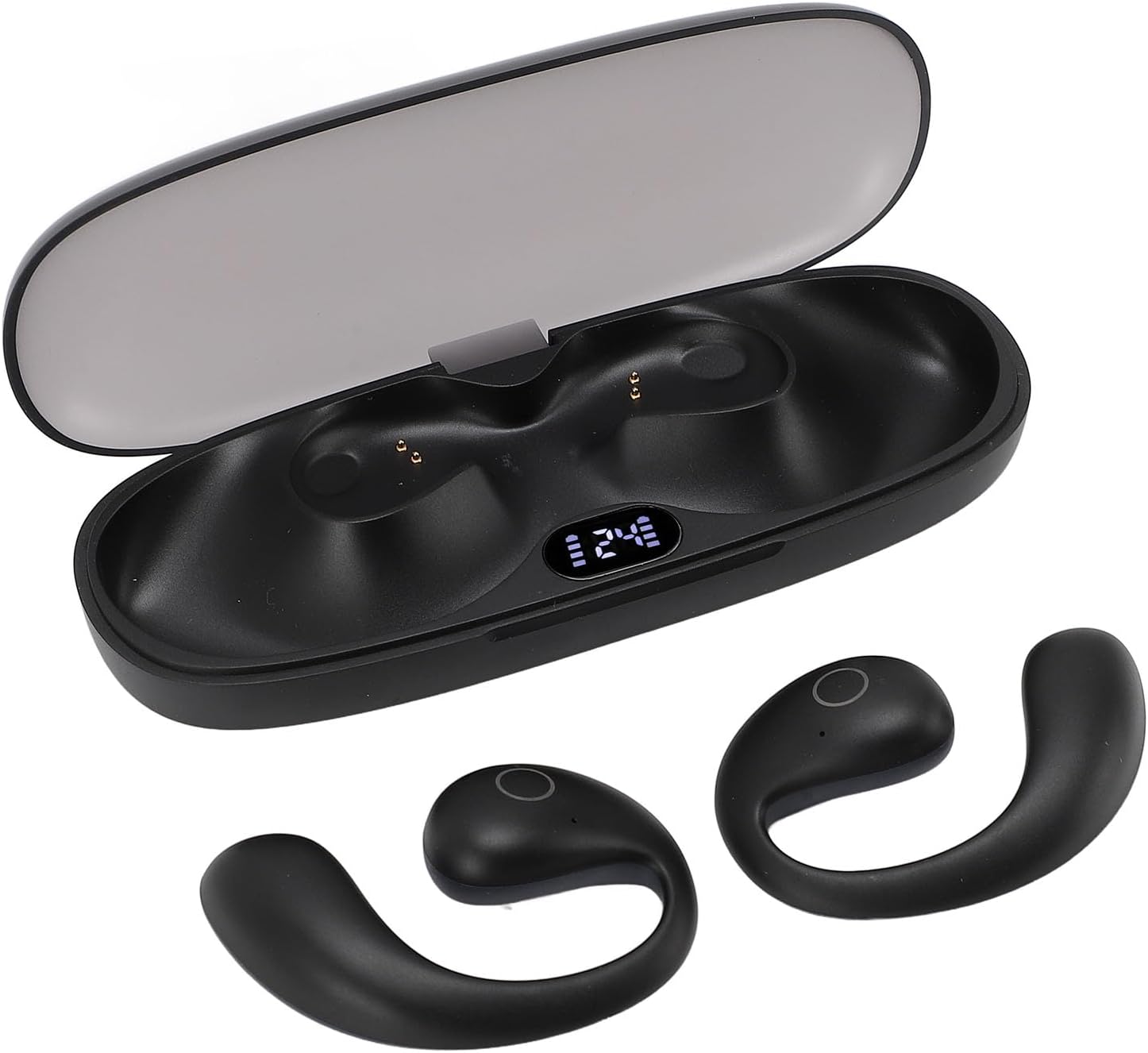 Fockety Wireless Earbuds, 5.4, Stereo Sound, Sports Earbuds, LED Display, 42 Hours Playtime, Deep Bass, Waterproof IPX7 Headphones with Ear Hook for Training, Running (Black)
