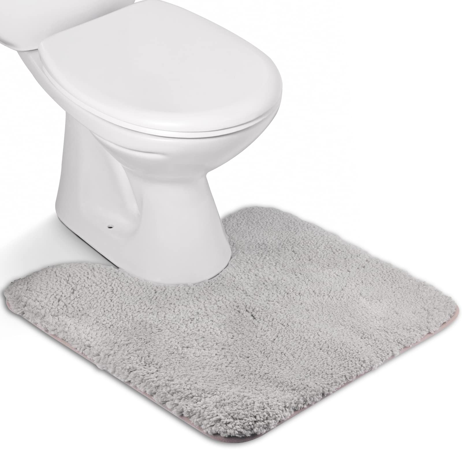 FCSDETAIL rutschfeste, Hochflor Badteppiche, Maschinenwaschbare Badematte, Badvorleger mit Wasserabsorbierenden, Weichen Mikrofasern für Badewanne, Dusche und Badezimmer (50x50cm, Hellgrau)