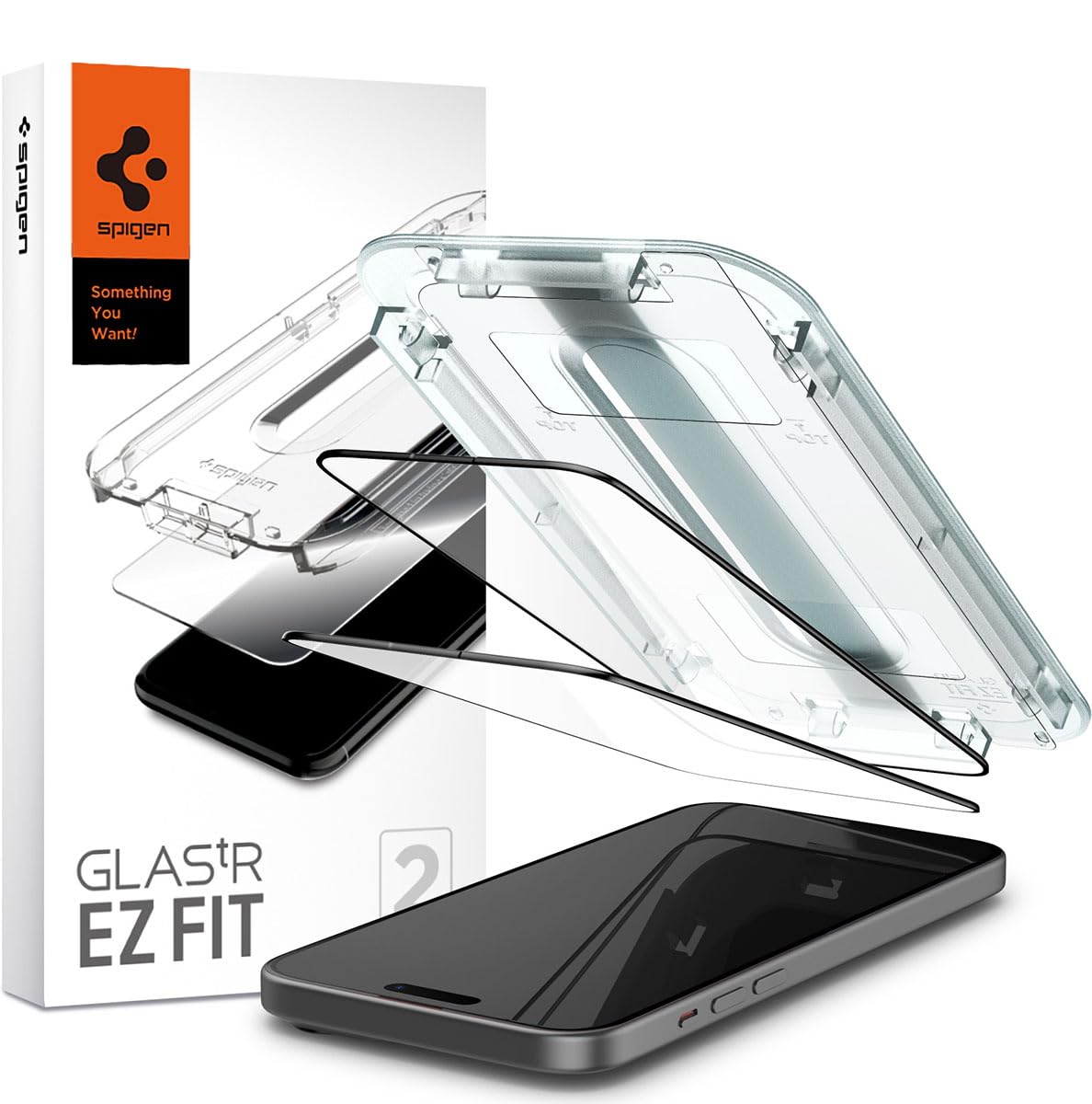GLAStR EZ FIT [2-PACK] for iPhone 15 Screen Protector (2023) Premium Tempered Glass - Full Cover Edge to Edge [2 PACK]