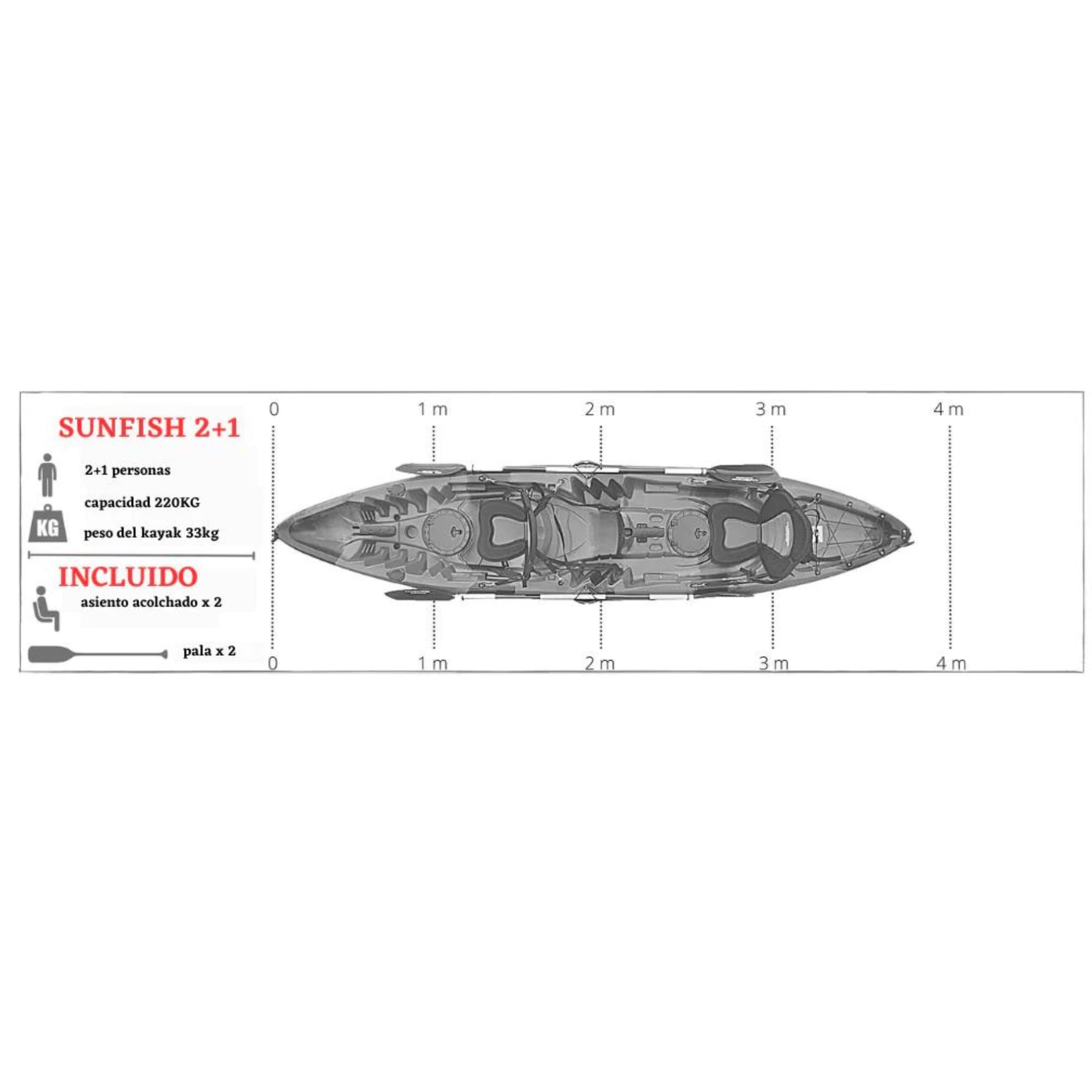 Cambridge Kayaks ES, Sun Fish TÁNDEM SÓLO 2 + 1,Azul, RIGIDO