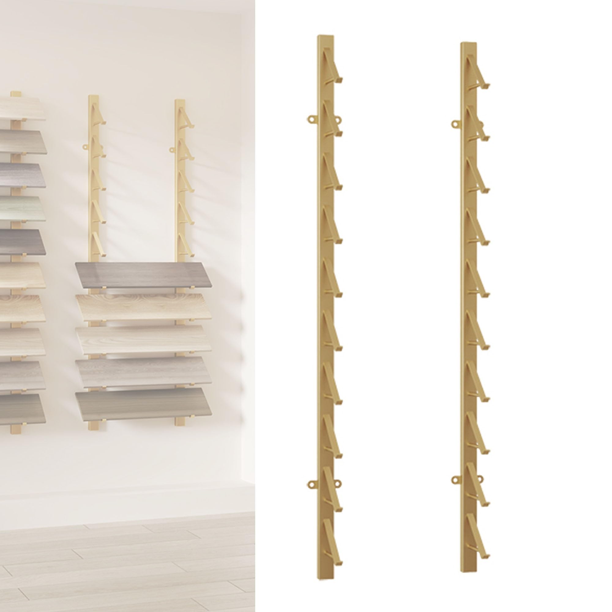 DETMOL Display stand for wooden tiles & wall-mounted skateboard storage stand - Large metal display for retail stores & showrooms