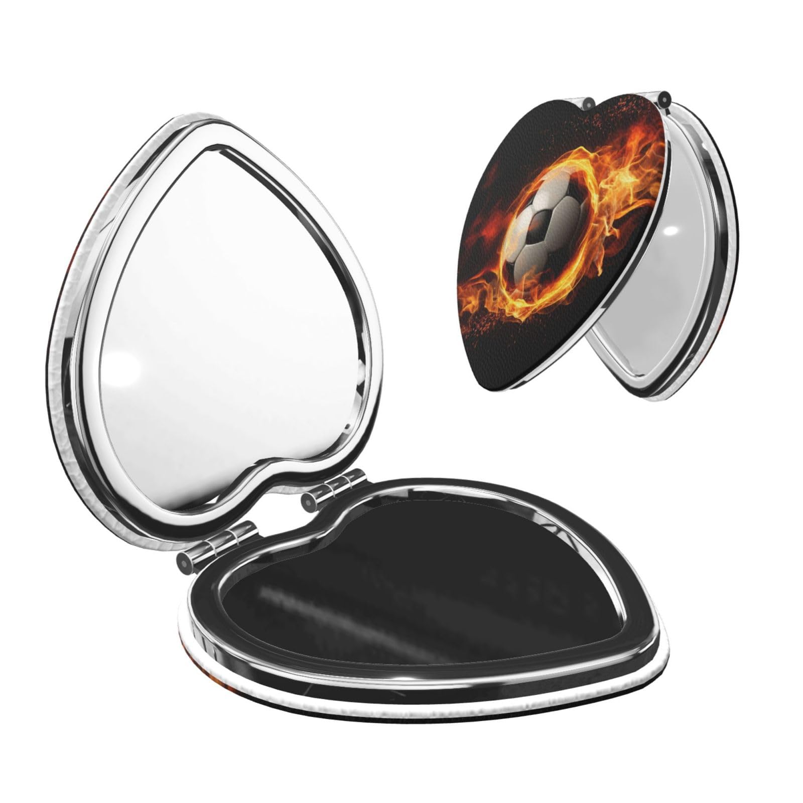 DWVTSLH Soccer Flame Compact Mirror for Purse, Double-Sided 2X/1X Magnifying Mirror for Women Men, Travel Makeup Mirror for Handbag, Handheld Vanity Mirror for Gift