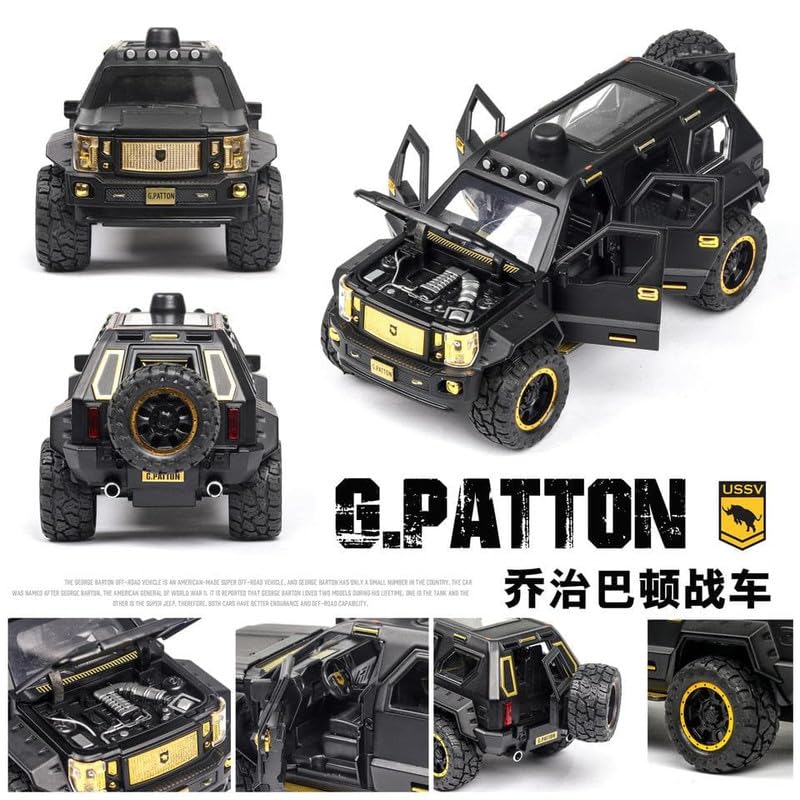 Image of Play Boy 1:24 G Patton Model Diecast Metal Alloy Pullback Toy Vehicle with Openable Doors Light and Music Car for Kids (Multicolor)