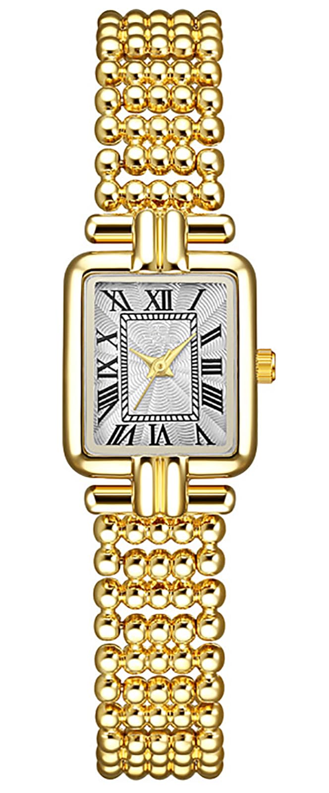 Reloj de pulsera vintage con números romanos para mujer, con opciones doradas o plateadas, esfera cuadrada, resistente al agua hasta 30 m, elegante regalo de joyería
