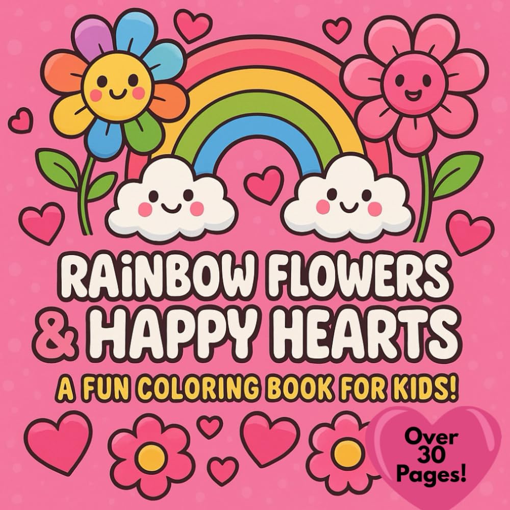 Rainbow Flowers & Happy Hearts: A Fun and Whimsical Coloring Book for Creative Kids