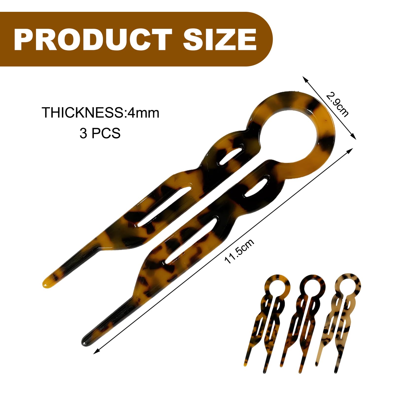 3pcs French Hair Pin,U Shaped Hair Pins,Hair Pins for Women,Not Easy to Bend and Fade,for Daily Wear,Weddings,Parties,Dances,Concerts or as Gifts(Dark Color + Light Color + Red Leopard Print) - Image 2