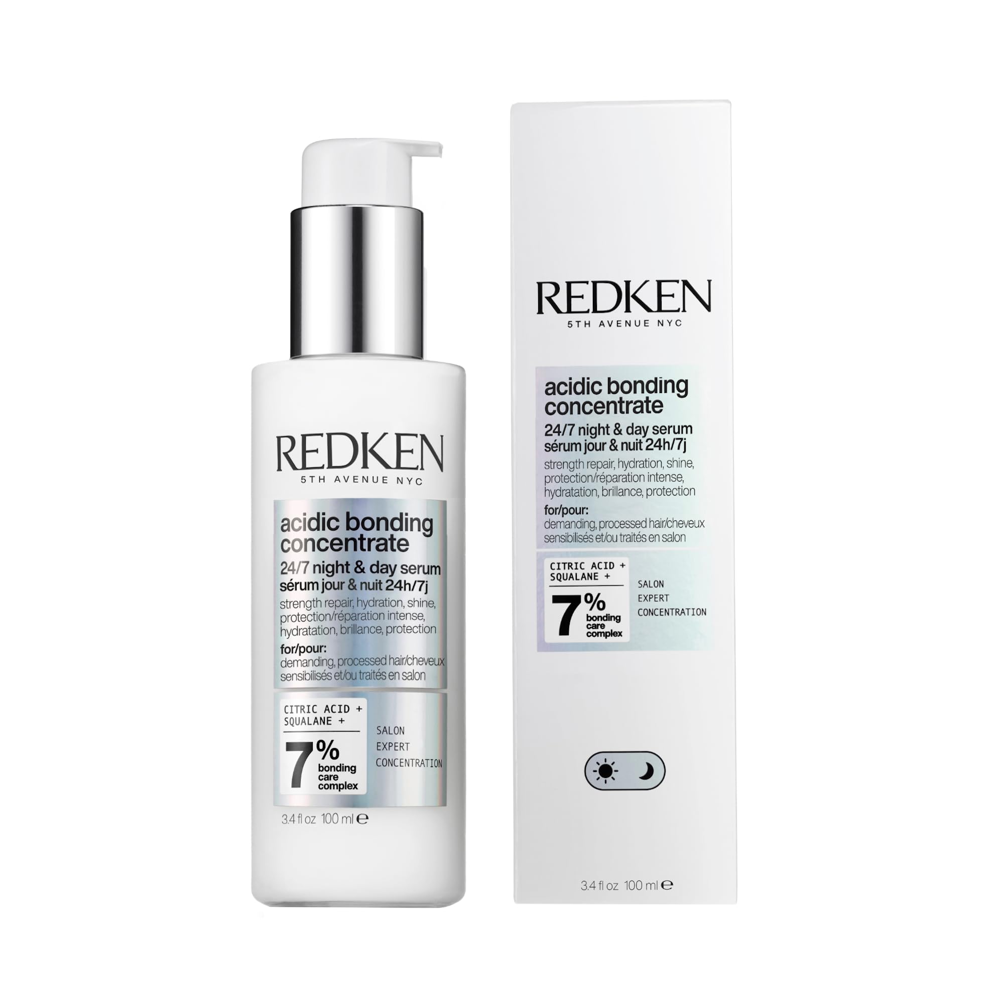 Redken Acidic Bonding Concentrate 24/7 Night and Day Hair Serum | Bond Repair for Damaged Hair | Nourishes & Restores | Overnight Hair Repair & Protection | Lightweight and Anti-Frizz | 100ml