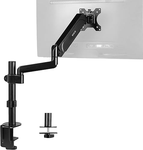 VIVO Soporte de brazo de monitor único para pantallas de 17 a 32 pulgadas ajuste neumático de altura inclinación articulada completa giratorio