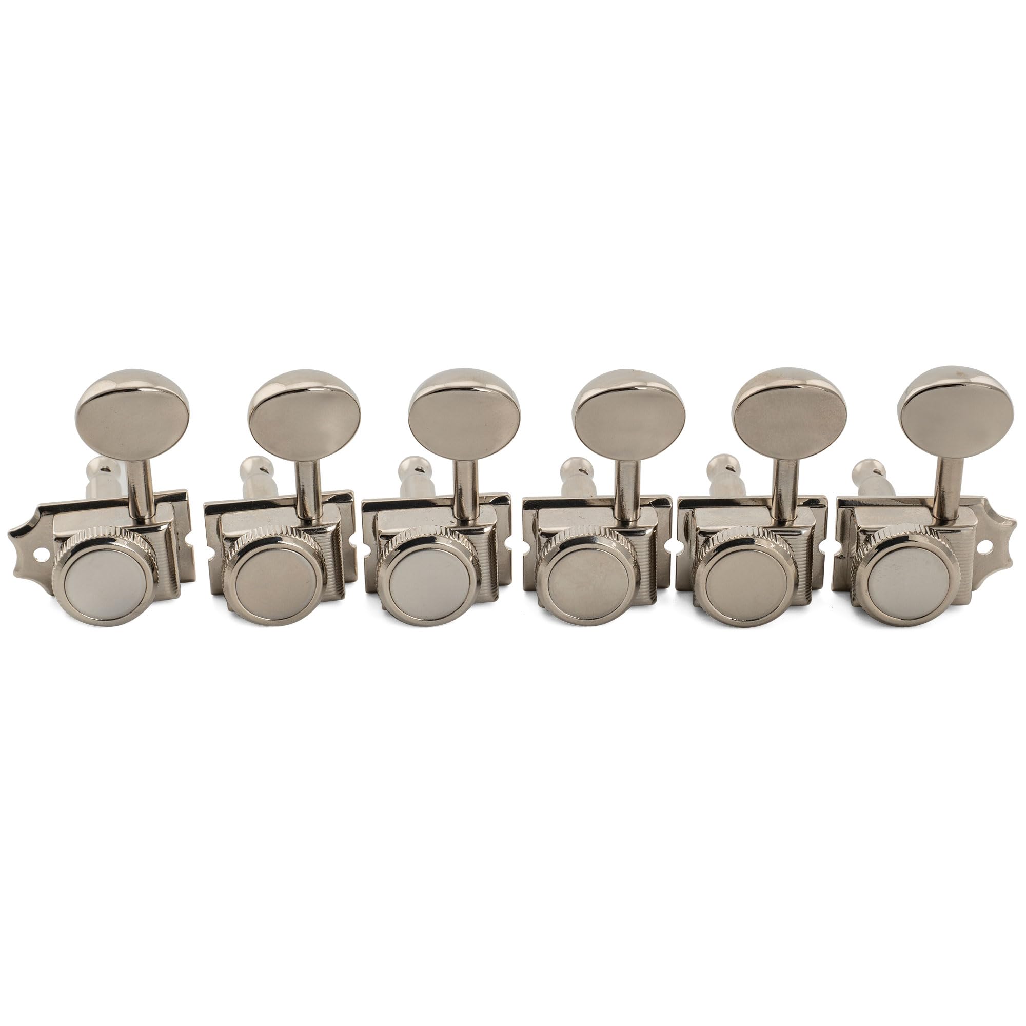 Musiclily Pro R18T Mancino 6 in Linea Semi-Sigillato Vintage Ibrido Set Meccaniche Autobloccanti 18:1 Ratio Locking Tuners con Paletta Ovale per Chitarra Elettrica Fender Squier Strat Tele, Nickel