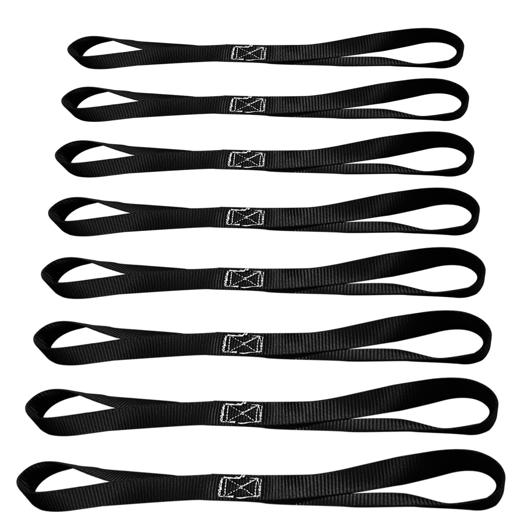 Mega Cargo Control 8 Stück weiche Schlaufen-Spanngurte - WLL: 272,2 kg. Schlaufe für Motorrad, Roller, Rollstühle, Dirt-Bikes, Motocross, ATV, UTV, (45,7 cm, schwarz) genäht in den USA