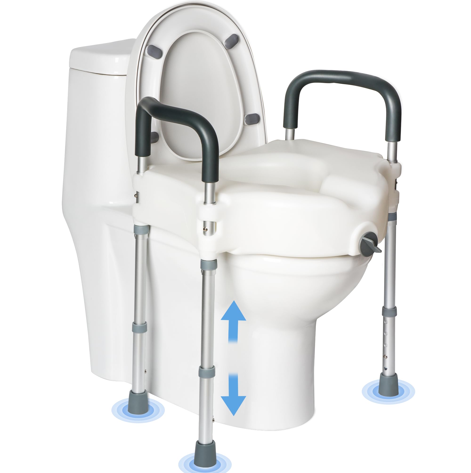 Rialzo WC per Anziani, Sedile Rialzato per wc con Maniglie Alzata per WC, Alza Water Anziani per Protesi Anca WC per Disabili, WC per Anziani, Rialzo per WC per Altezza Regolabili