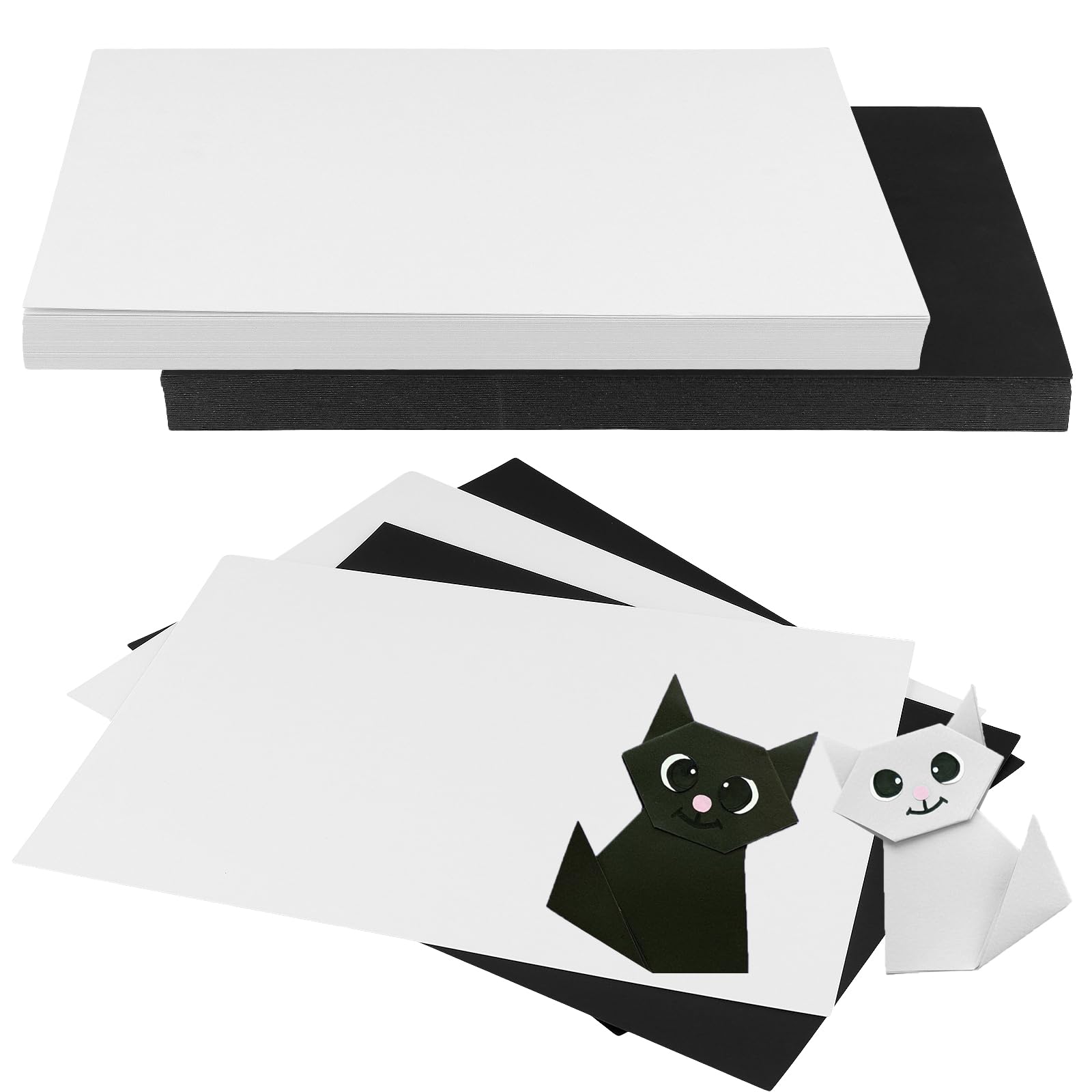 FUNSUEI 100 Sheets Black and White Card A4, 300gsm Thick Black and White Paper Cards A4 for Arts and Crafts Office, Stationery Use