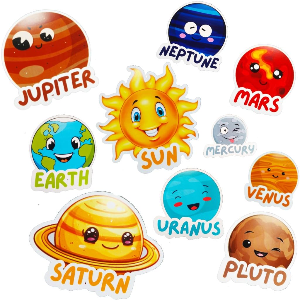 Solar System Wall Cutouts for Kids – Sun & Nine Planets Cosmic Astronomy Cardstock Wall Decor for Kids Bedroom, Nursery & Classroom (Pack of 10)-image-13