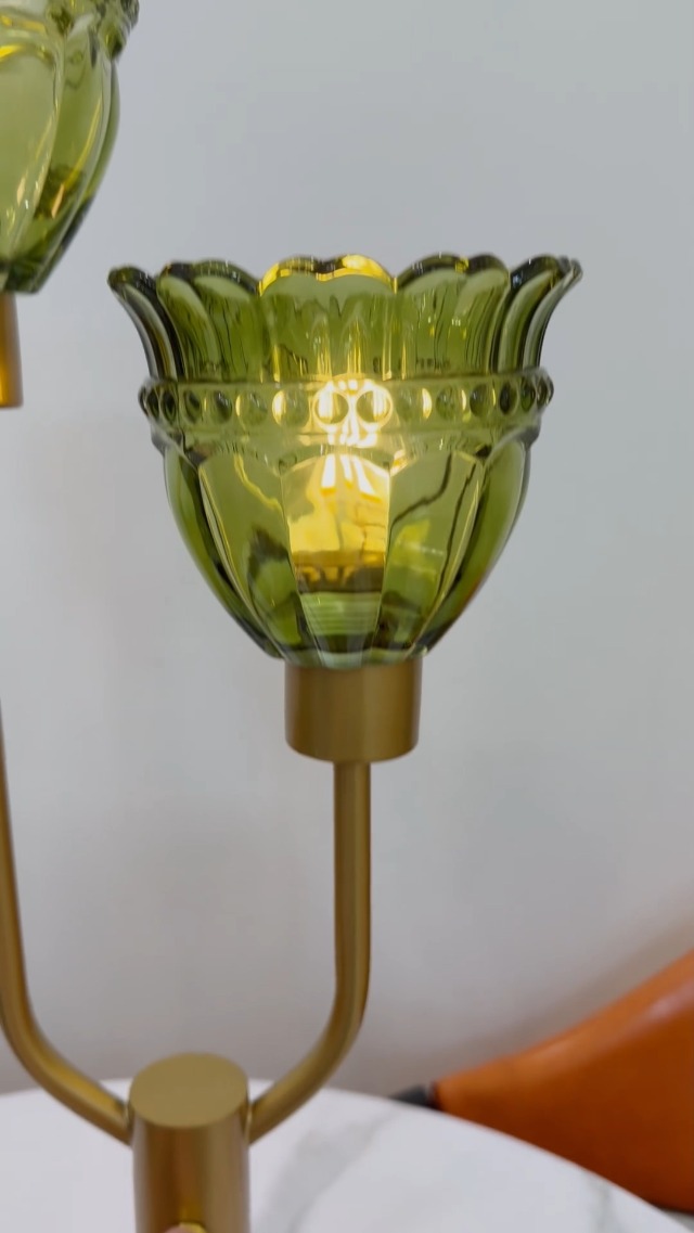 Image of Lightdot Mid Century Modern Green Table Lamp Glass Vintage Lamp Dimmable