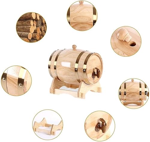 Miniatura 6 de TOVEEM Barril de vino Barril de madera maciza 5L10L20L50L Barril de vino, dispensador especial de barril de vino de madera, vino tinto envejecido o