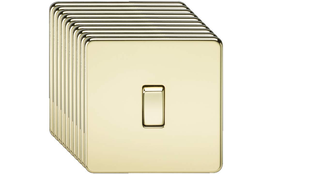 Knightsbridge Polished Brass Screwless 10Ax 1G 2-Way Switch