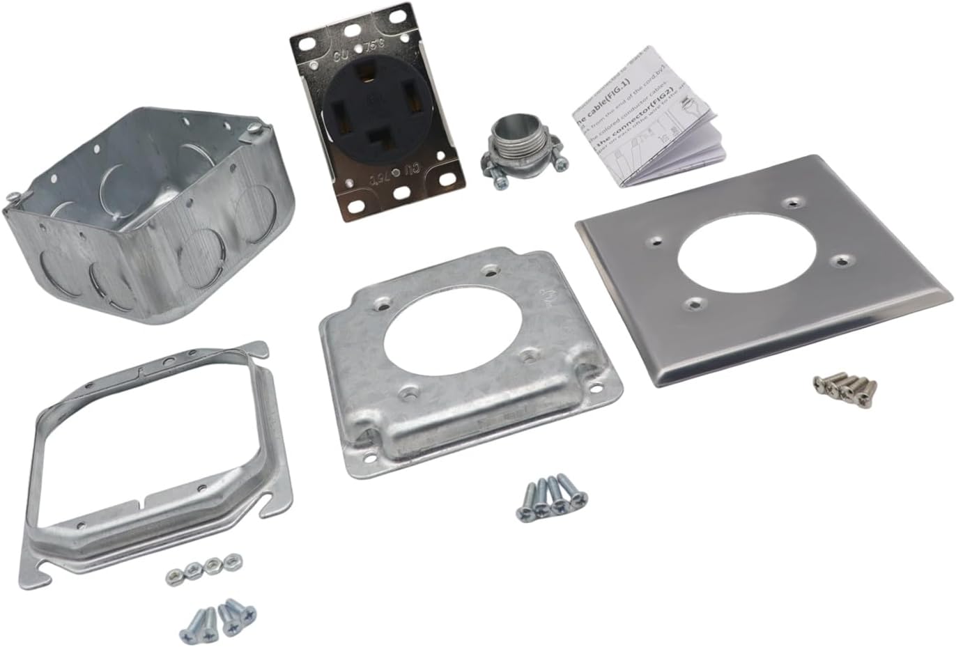 30.0A NEMAs 14 30R Electrical Outlet Box Installation Set With Square Junctions Box And Cover Plate For Applications Cover Plate Outlet Box