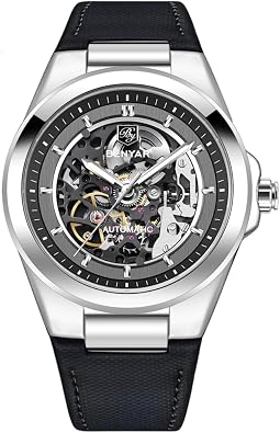 BENYAR Mens Watches Automatic Movement Watches for Man Mechanical Watch Hardened Glass Mirror Wristwatch PU Leather Strap