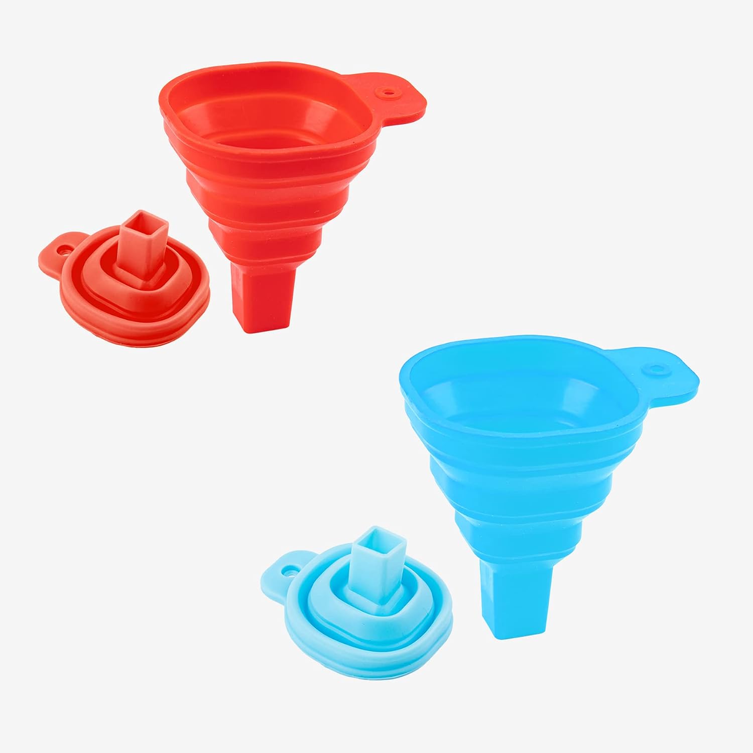 AUEAR, 2 Pack Silicone Collapsible Funnel Foldable Kitchen Diamond Painting Tools Convenient for Water Bottle Oil Liquid Powder Transfer Food Grade (Square Mouth Opening)