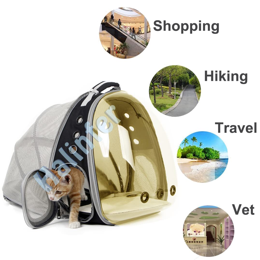 halinfer Mochila expansible para gatos con parte trasera polarizada, mochila de burbujas para gatos y cachorros pequeños, mochila transportadora de mascotas, mochila de viaje para senderismo, viajes