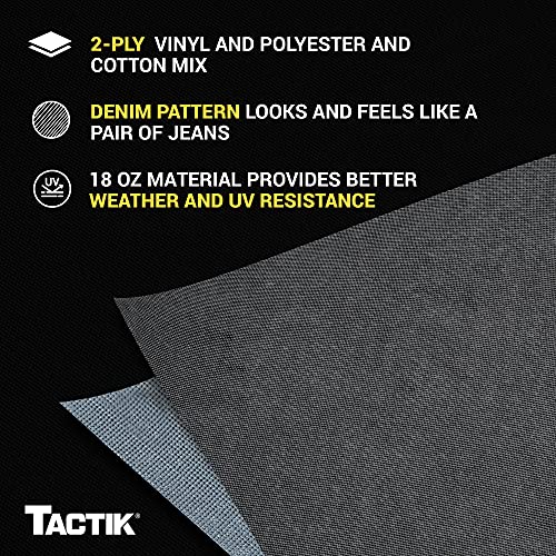 Image of TACTIK Fabric Only Replacement Soft Top - Fits Jeep Wrangler TJ 1997-2006 - Custom-Fit Fabric Roof with Removable Side and Back Window Jeep TJ Soft Top Jeep TJ Top Cover (With Door Skins, Black Denim)