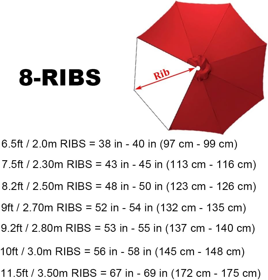 Replacement strong & thick Umbrella Canopy Cover, Heavy-Duty and Sun Protection Parasol Top for Large Patio, Replacement Cover for 6/8 Ribs, Canopy Only