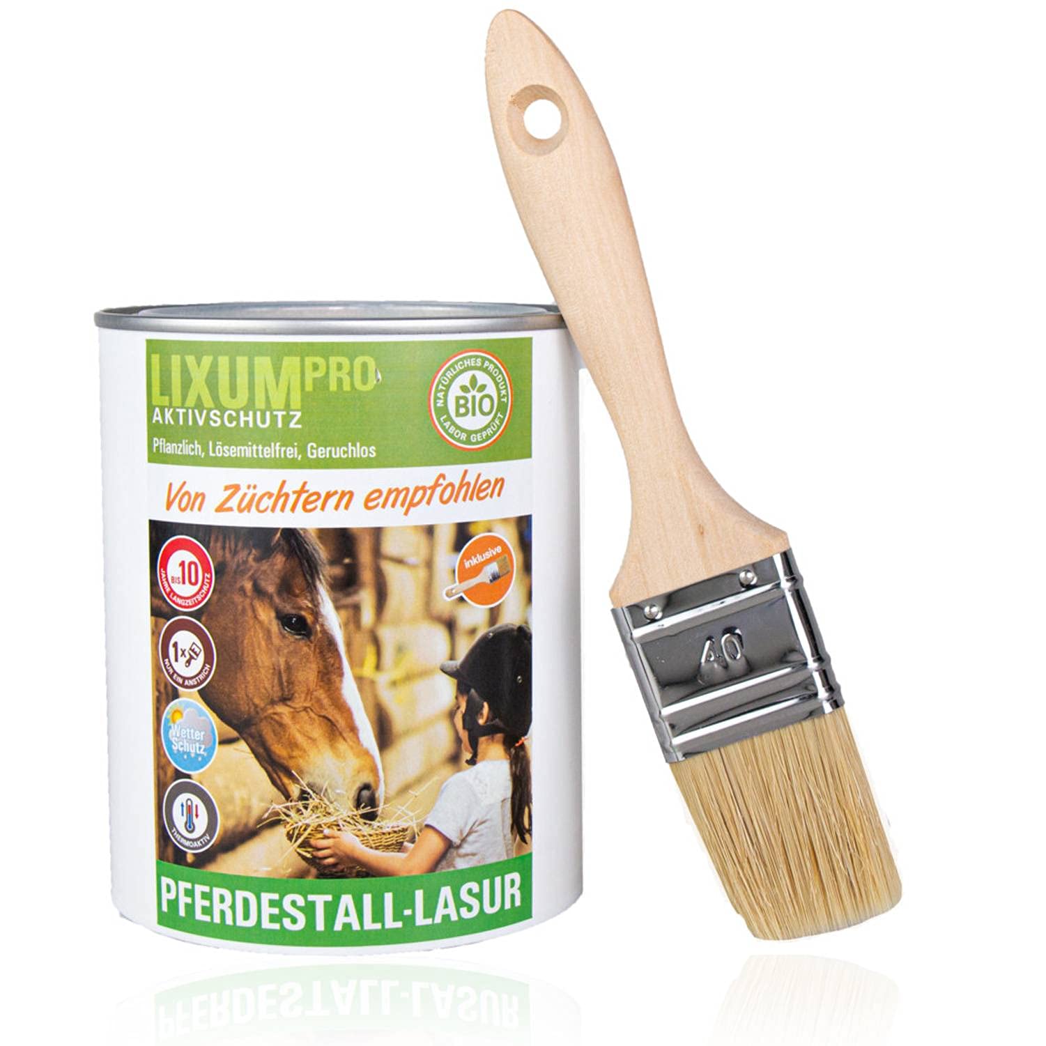 PRO 100% biologische & natürliche BIO Pferdestall Holzlasur - Holzschutz & Holzpflege, Farbe: Olivgrün 0.92, Inhalt:1000 ml (ca.30m²)