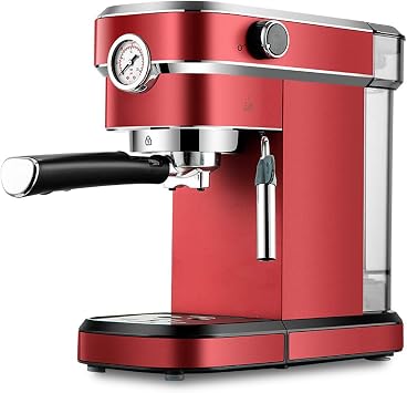 Amazon Co Jp 15barポンプコーヒーマシン エスプレッソマシン カプチーノおよびラテコーヒーマシン 自動電源オフ 黒 赤 ホーム キッチン