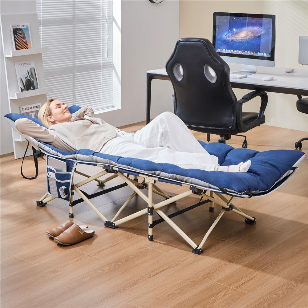 Yaheetech Cama de Campamento Plegable con Colchón de 150 kg, Carga de Cama de Camping con Bolsa de Transporte Marco de Metal