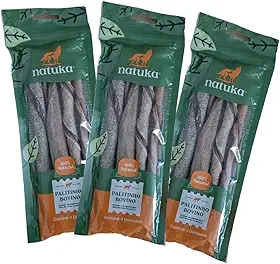 Palitinho Bovino 4un - Mordedor Natural para Cães - Natuka (3 Unidades)