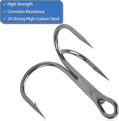 Miniatura 10 de Kit de anzuelos agudos de pesca para agua salada y agua dulce, ganchos agudos de púas de acero de alto carbono, fuertes y afilados, curvados