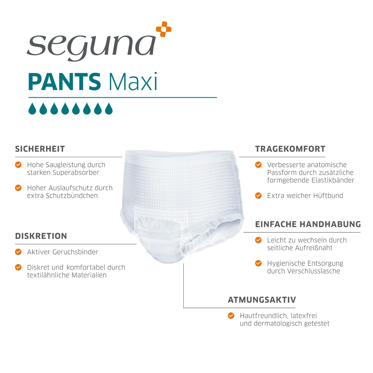SEGUNA Pants Maxi, Inkontinenz Pants, Windelhosen für Erwachsene, Frauen, Männer, Inkontinenzhosen bei Blasenschwäche (M (Sparpaket 4 x 20 Stück))