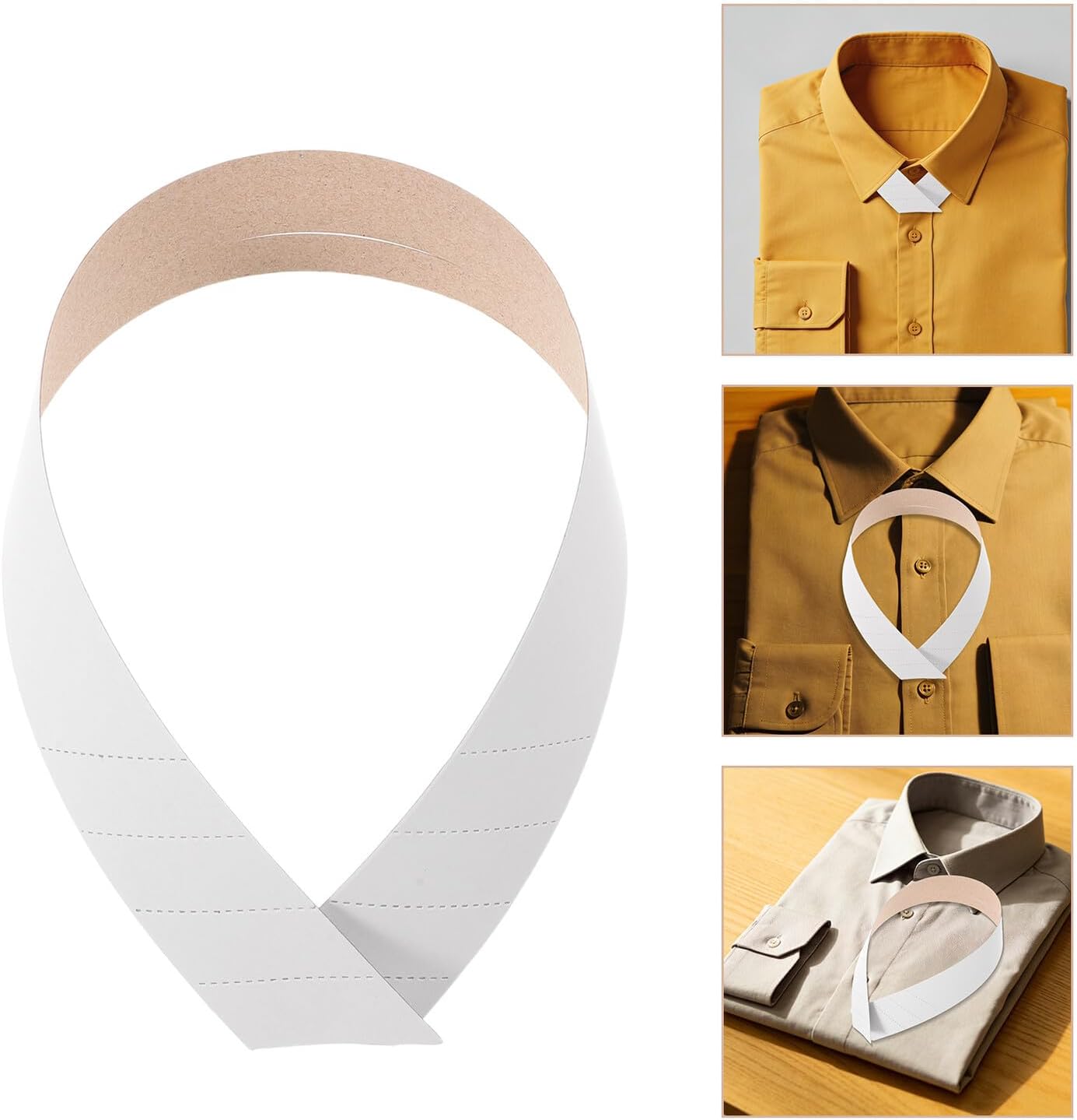 100pcs Paper Collar Stays for Men’s Dress Shirts Crisp Universal Shirt Inserts with Double-sided Perforation 43x3cm Paper Neck Wraps and Packaging