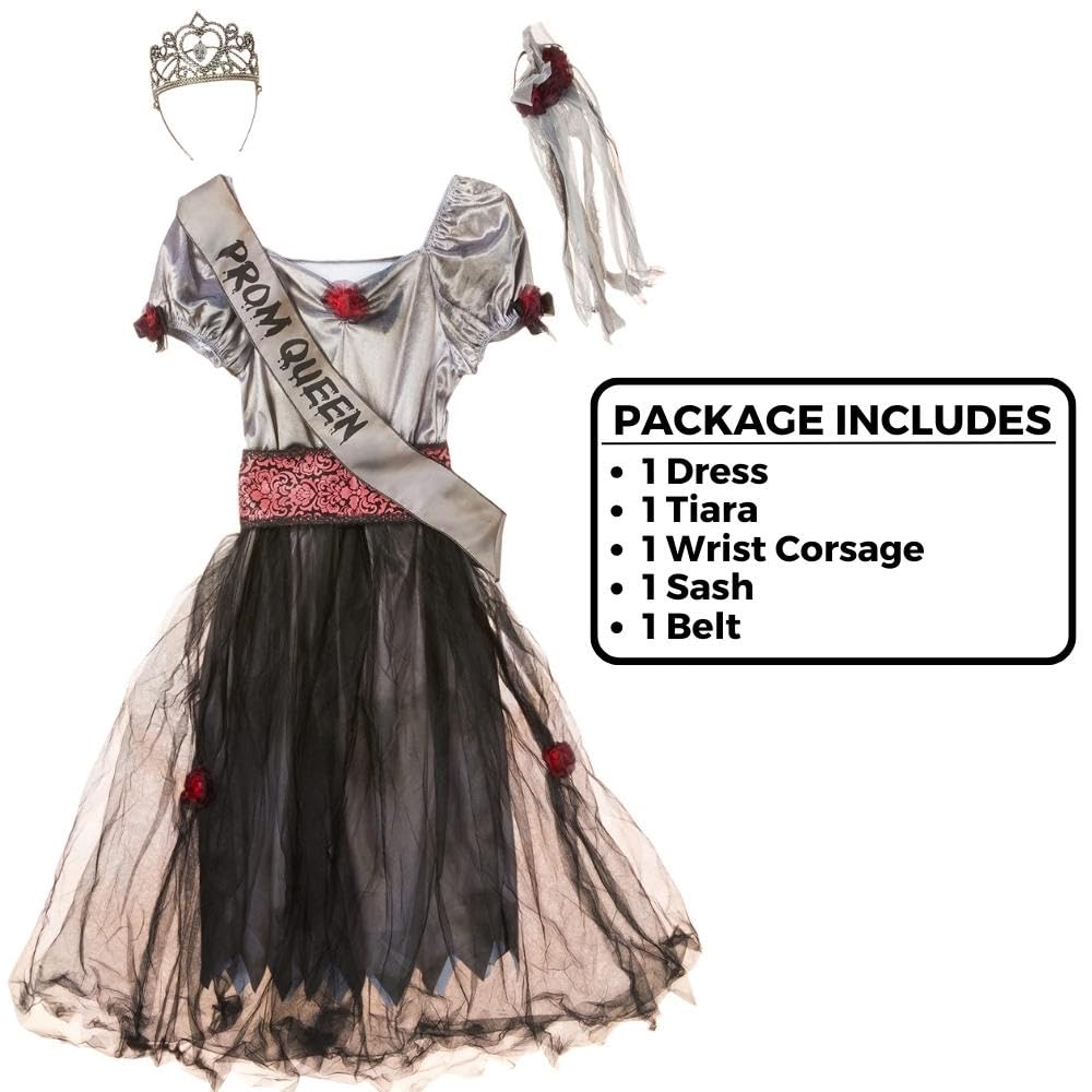 open lace back dress Amazon.com: Kids Prom Queen Corpse Costume Set - Small (4-6) 1 Set