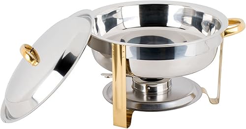 Miniatura 8 de TrueCraftware  Plato ovalado de 6 cuartos de galón, acento dorado, acero inoxidable con bandeja de agua, bandeja de alimentos, soporte de
