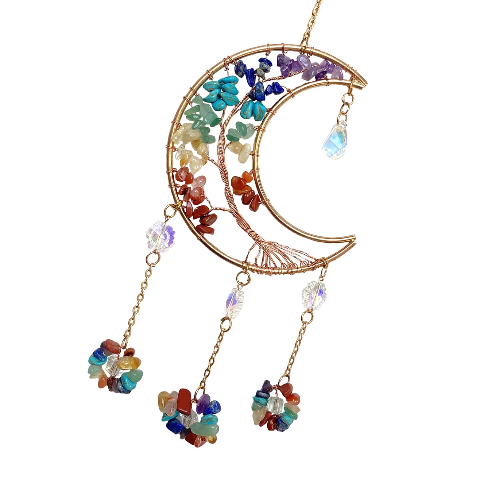 Kalttoy Colorful Crystal Stone Dreamcatchers Ornament Shape Pendants Hanging Rainbow Maker Hanging Windchime Ornament Crystal Pendants