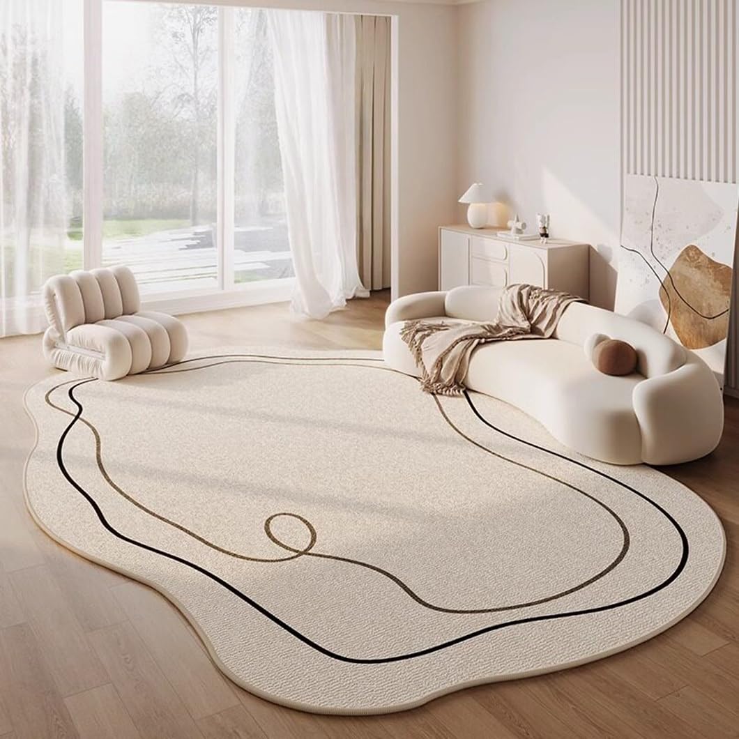 Amazon | BowooHome おしゃれ シンプル ラグマット 楕円形 ラグ 変形