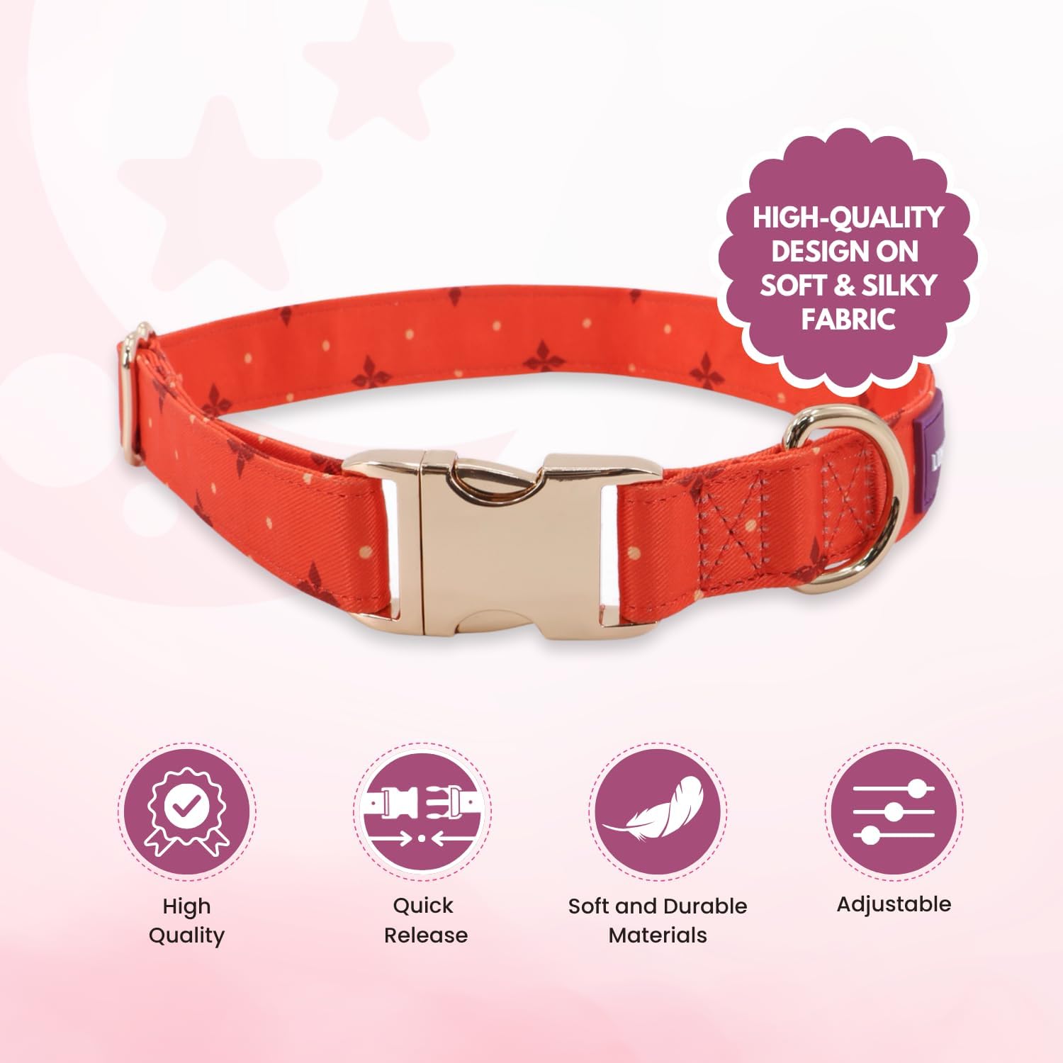 LunaMarie Luxury Dog Collars, Adorable Designs, Perfect for Everyday or Special Events (Ember, Small (Collar Only))