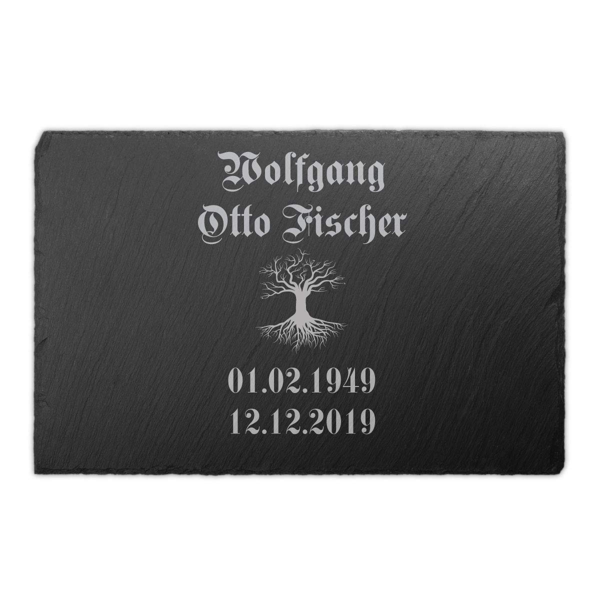 Gedenktafel mit Gravur für Menschen Schiefer 30 x 20 cm wetterfest - Individueller Text