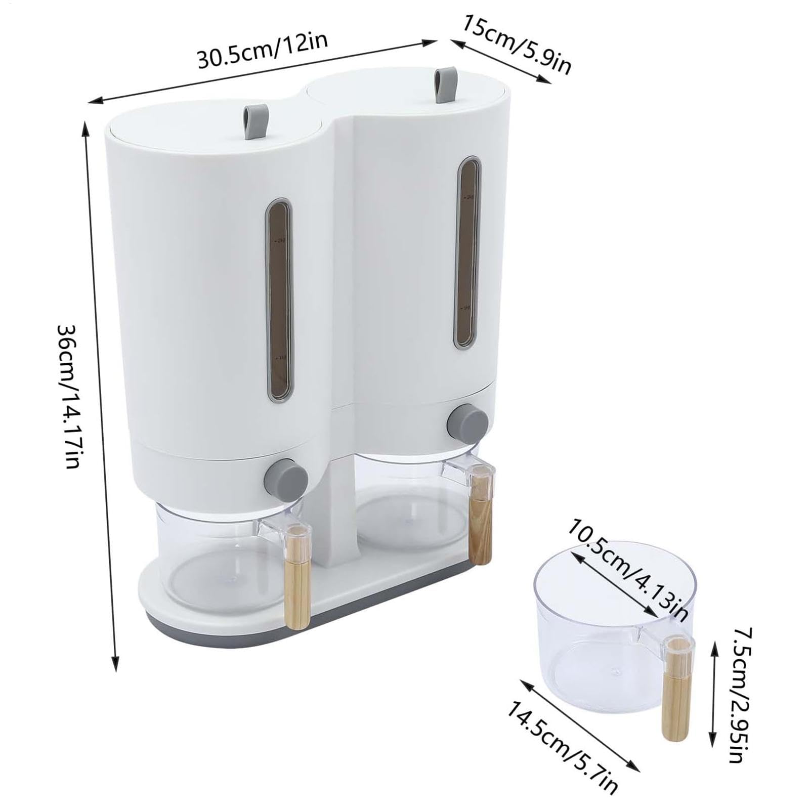Dispenser Cereali Alimenti Secchi, Cereali, Fiocchi d'Avena, Fagiolini | Distributore di riso con doppio contenitore per il banco Fagiolini, Farina, Fiocchi D'Avena Per Cucina E